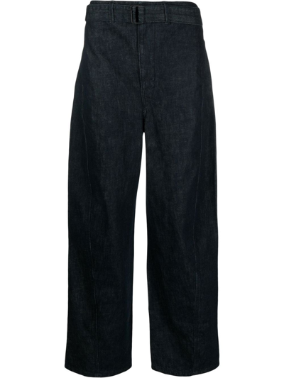 Lemaire Belted Wide-leg Jeans In Blue