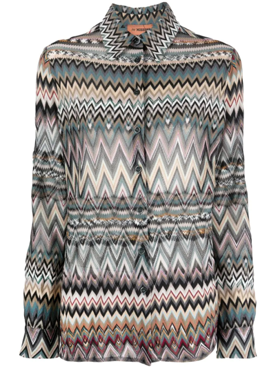 Missoni Zigzag-woven Wool-blend Shirt In Multicolor