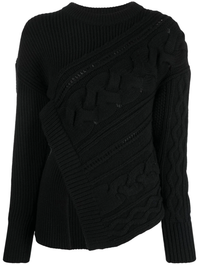 Alexander Mcqueen Asymmetric Dropped-shoulder Wool Jumper In Black