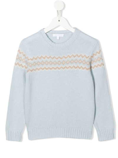 Mariella Ferrari Kids' Intarsia-knit Knitted Jumper In Blau