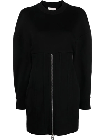 Alexander Mcqueen Cocoon Sleeve Mini Dress In Black