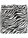 Alessandra Rich Belted Zebra-print Cotton-velvet Mini Skirt In Weiss