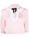 ALESSANDRA RICH LACE-DETAIL KNITTED TOP