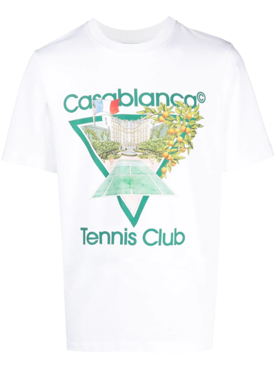 Casablanca Tennis Club Graphic-print T-shirt In White