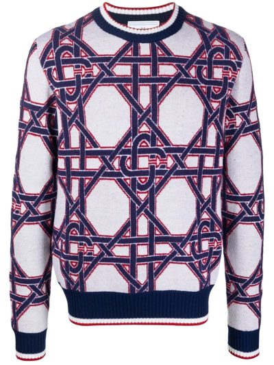 Casablanca Multicolor 'le Monogramme D'osier' Sweater In Red White Blue