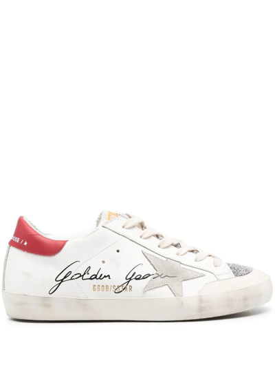 Golden Goose Super-star Glitter-detail Sneakers In White