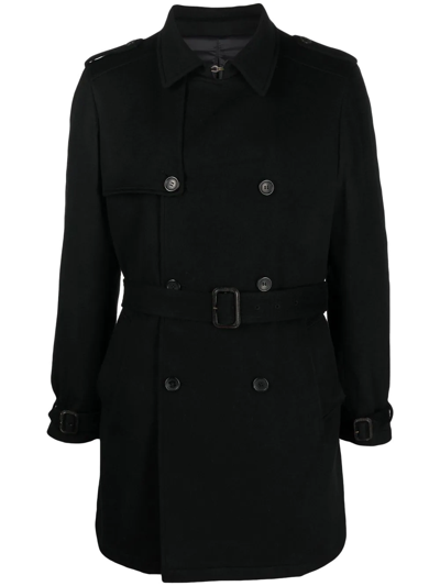 Reveres 1949 Double-breasted Belted Coat In Black