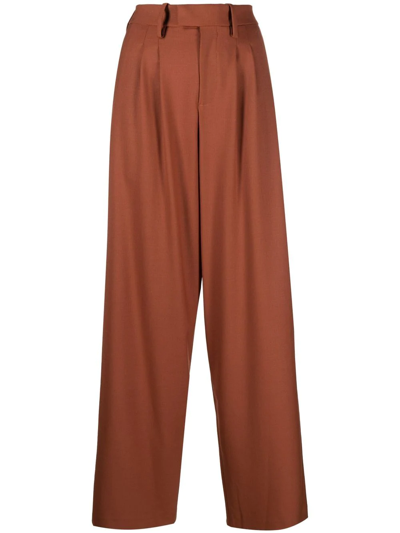 Federica Tosi Wide-leg Tailored Trousers In Brown