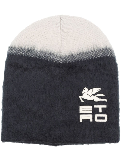 Etro Logo-print Virgin-wool Hat In Blue