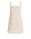 Alexis Linza Tweed Fringe-hem Mini Dress In Pink