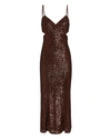 Saylor Harmonie Cut-out Sequin Midi Dress In Brown