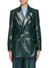 Mm6 Maison Margiela Peak Lapel Double Breasted Faux Leather Blazer In Green