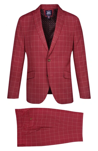 Savile Row Co Windowpane Suit In Red