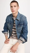 Apc Washed Stretch New Denim Jacket In Dark Navy