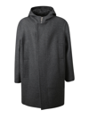 Givenchy Grey Hooded Wool-blend Coat In Grey