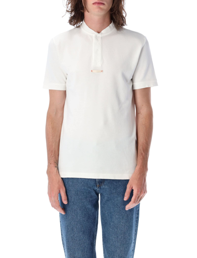 Maison Margiela Mens Collarless Polo Shirt In White