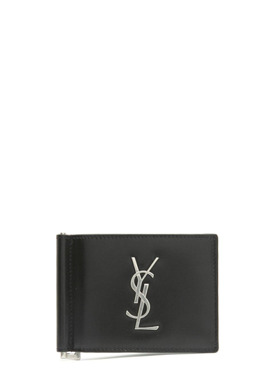 Saint Laurent Monogram Money Clip Wallet In Nero