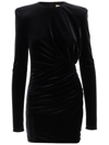 Alexandre Vauthier Draped Crewneck Long-sleeved Dress In Black