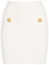 Balmain Cotton Blend Miniskirt Gold-tone Buttons In Bianco