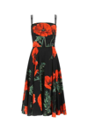 DOLCE & GABBANA LOGO-STRAP FLORAL-PRINTED MIDI DRESS