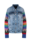 Dsquared2 Knitted-sleeved Panelled Denim Jacket In Denim