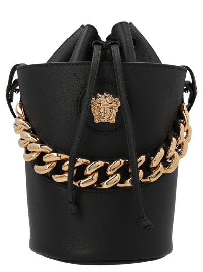 Versace La Medusa Bucket Bag In V Nero