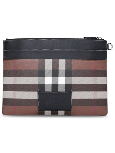 Burberry Logo Patch Zipped Wallet In Brown