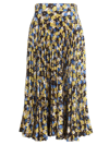 Plan C Twill Daisy Bouquet Print Skirt In Daisy Yellow