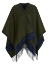 Etro Hood With Double Face Logo In Wool And Cashmere Blend Green And Blue Woman In Multicolor
