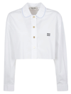 MIU MIU LOGO EMBROIDERED CROPPED SHIRT