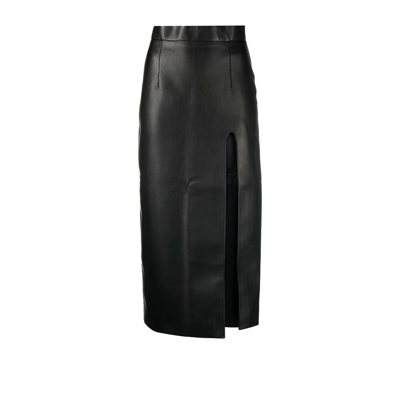 Aleksandre Akhalkatsishvili Black Faux Leather Midi Skirt