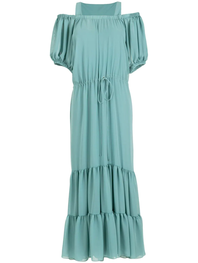 Gloria Coelho Peaky Blinders Chiffon Dress In Blue