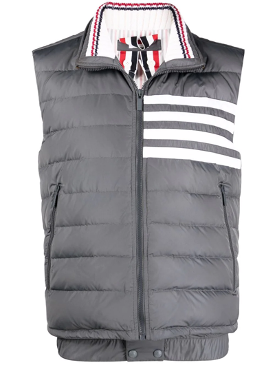 Thom Browne Grey 4-bar Stripe Padded Gilet In Multi-colored