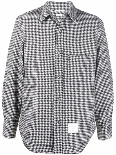 Thom Browne Houndstooth-pattern Shirt Jacket In Black