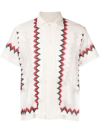 Bode Camp-collar Embroidered Cotton-mesh Shirt In White
