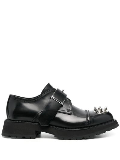 Alexander Mcqueen Studded Derby Shoes In Black/silver