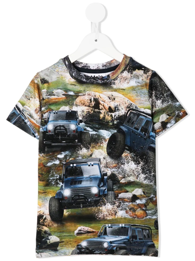 Molo Kids' Car-print Detail T-shirt In Multicolour