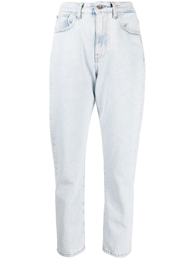 Off-white Diag Straight-leg Mid-rise Jeans In Blue