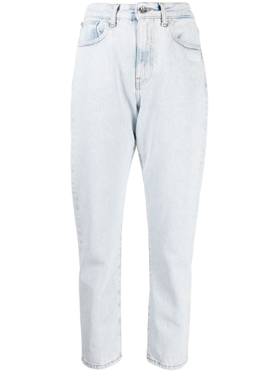 Off-white Diag Straight-leg Mid-rise Jeans In Light Blue White
