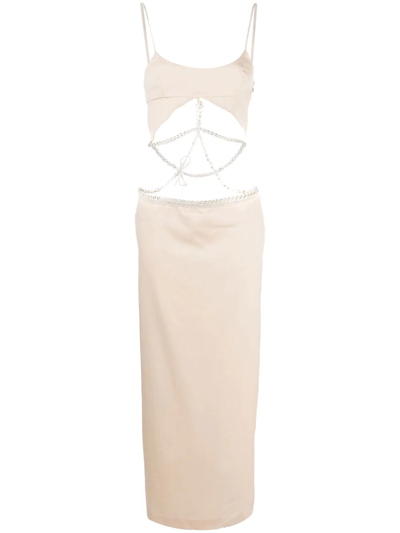 Christopher Esber Women's Cutout-waist Linen-blend Midi Dress In Neutrals