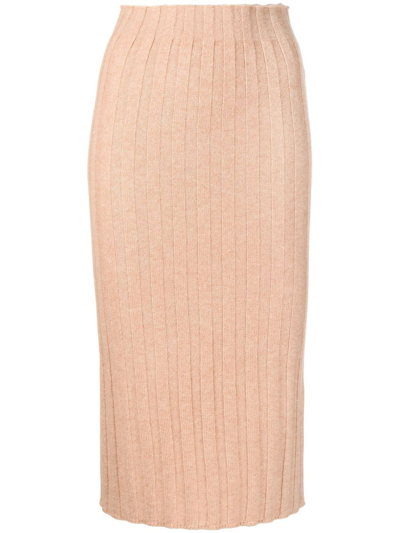 Cashmere In Love Lenny Cashmere Pencil Skirt In Brown