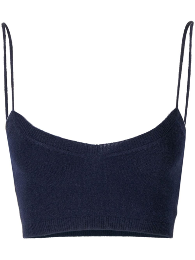 Cashmere In Love Evie Knitted Cropped Top In Blue