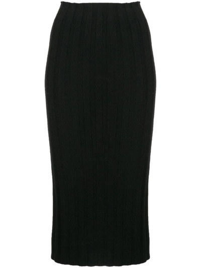 Cashmere In Love Lenny Ribbed-knit Skirt In Black