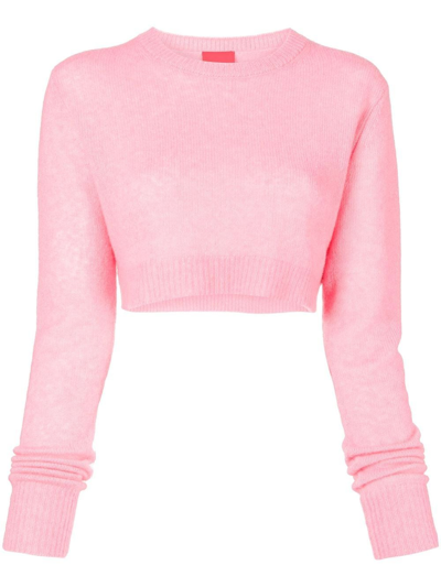 Cashmere In Love Ribbed-trim Cropped Jumper In Pink
