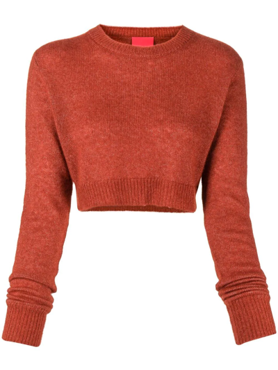 Cashmere In Love Como Cropped Cashmere Jumper In Red