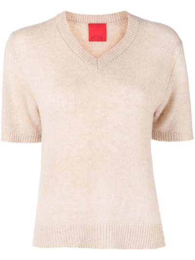 Cashmere In Love Miller V-neck Jumper In Brown