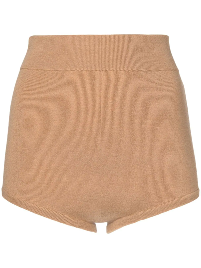 Cashmere In Love Felix Knitted High-waist Shorts In Brown
