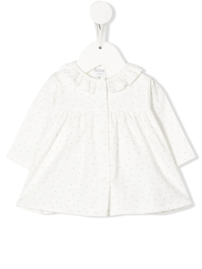 Knot Babies' Poppy Floral-embroidered Dress In White