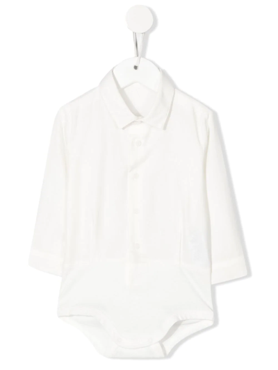 Il Gufo Babies' Long-sleeve Button-up Shortie In 白色