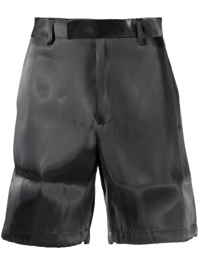 Heliot Emil Liquid Metal Bermuda Shorts In Grey